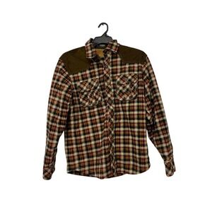 Outdoor Multicolor Plaid‎ Sherpa Lined Long Sleeve Shacket Shirt Size XL